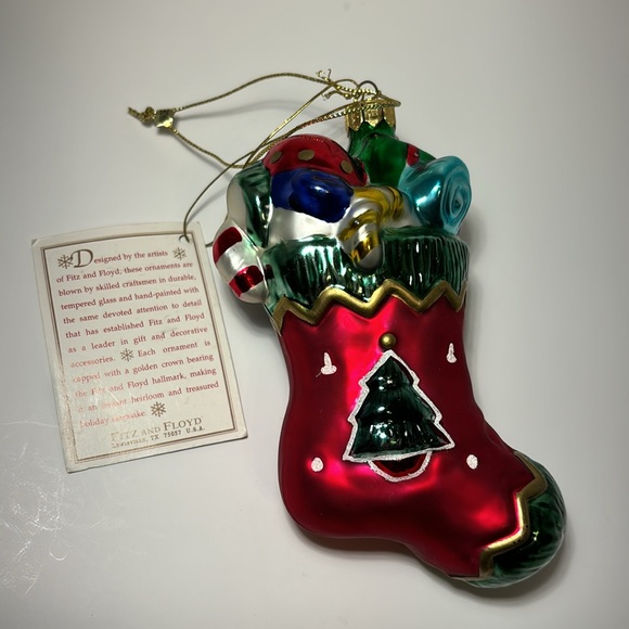 Fitz And Floyd Ornament Christmas Stocking Angel Wings Tree Candy Cane Ornaments - Picture 3 of 11